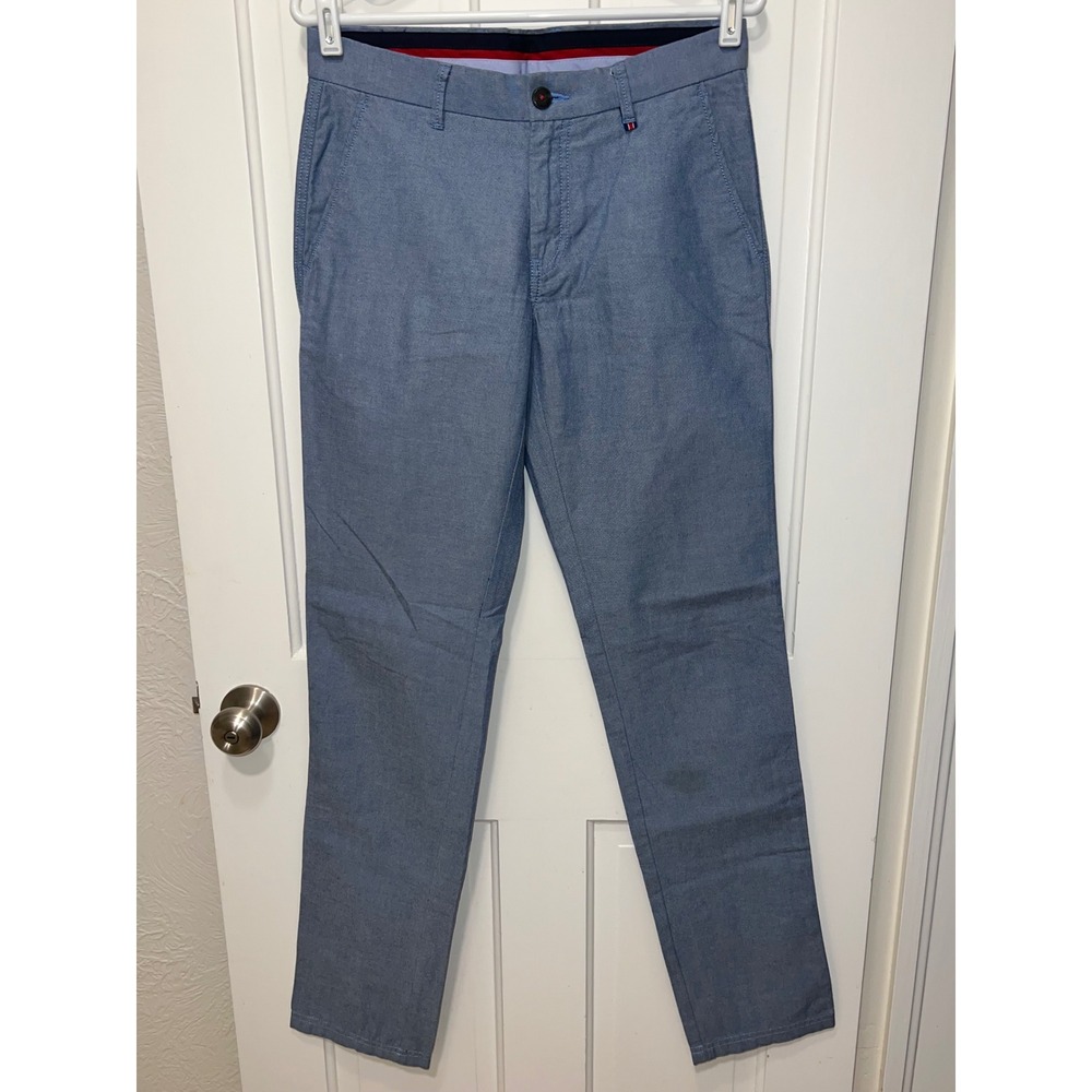 Louis Philippe Steven Fit Light Blue Cotton Chino Pants Mens 30x34 LYTFG077-SV